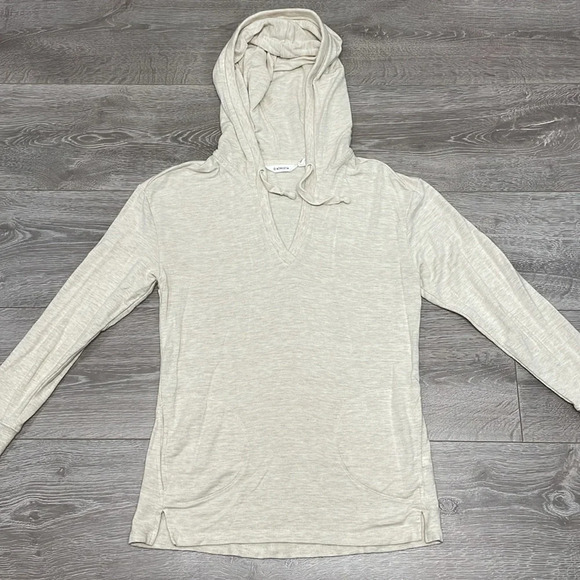 Athleta Studio Split Neck Hoodie Oatmeal Heather S - Picture 4 of 16